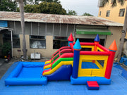 Inflatable Bounce Castle House with Slide Water Pool