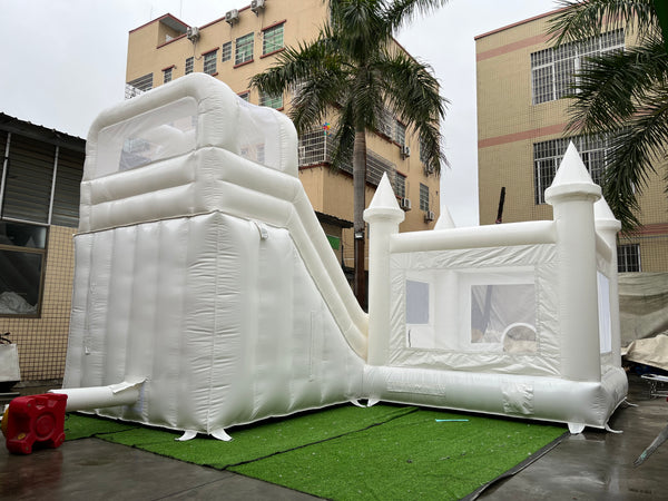 White Custom Inflatable Wedding Bounce Castle White Bounce House Castle