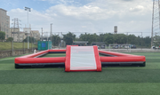 Red black color inflatable soccer field football arena