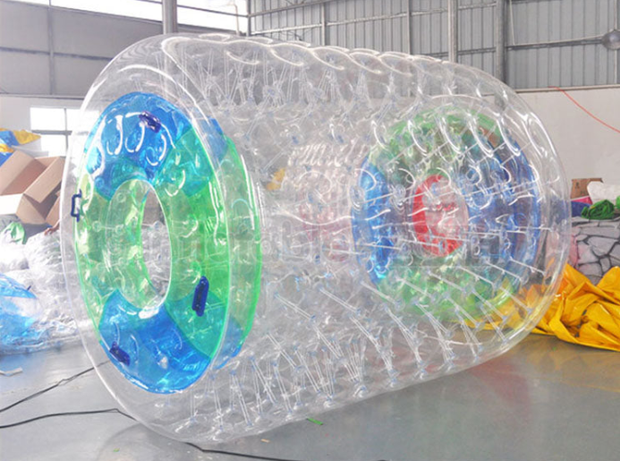 Transpa inflatable water roller, inflatable clear water rolling tube