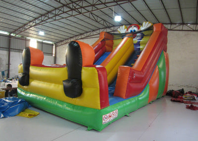 Funny Inflatable Clown Double Water Slide , Waterproof Standard Inflatable Dry Slide