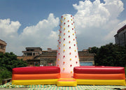 Children Inflatable Climbing Mountain 9 X 9 X 8m white inflatable rock climbing wall with fence around