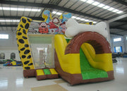 Hot sale inflatable Stone Age bouncy combo bright colour inflatable stone age jumping house with protection net on sale