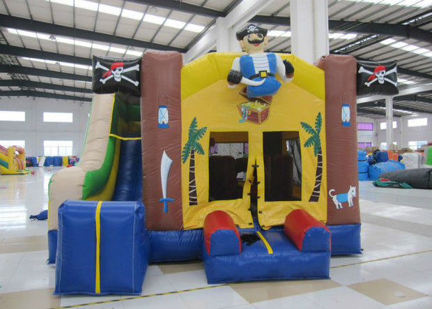 Classic inflatable pirate themed combo for sale PVC standard size inflatable pirate bouncy with slide for kids under 15