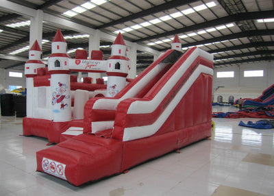 Simple inflatable jumping castle PVC material red color inflatable bouncer house with slide inflatable bouncy combo