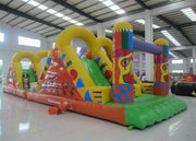 Amusement Park Inflatable Obstacle Courses 0.55mm Pvc Tarpaulin 12 X 3.8 X 3.5m