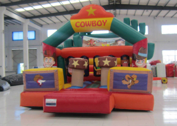 Amusement Park Inflatable Obstacle Courses Cowboy Design 13 X 4 X 4.6m Customized
