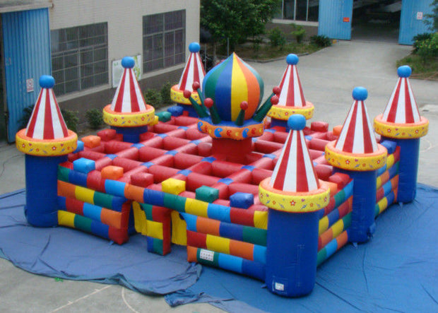 Colourful circus big  inflatable maze sport game outdoor inflatable sport games for sale