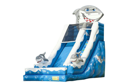 Amusement Park Large Inflatable Slide Hire Blue Shark Inflatable Slide Safe Nontoxic