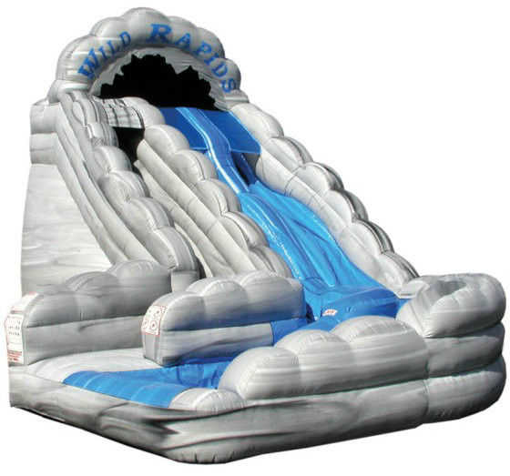 Dual Lane Curved Kids Inflatable Water Slide With Landing Enviroment - Friendly