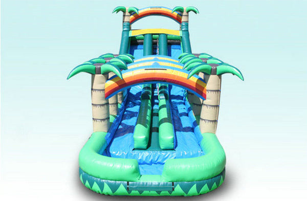 Rainbow Big Inflatable Water Slides , Kids / Adults Blow Up Slip And Slide