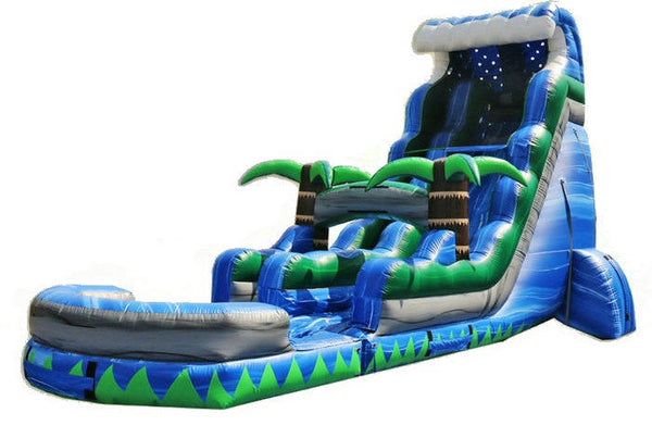 Blue Inflatable Swimming Pool With Slide , Kids Blow Up Water Slide Double Stitching