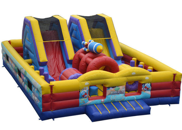 Small Rocket Inflatable Fun Obstacle Course , Entertainment Obstacle Course Jumpers