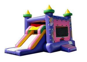 Purple Backyard Fun Inflatable Bouncer Combo Castle With Slide Digital Printing