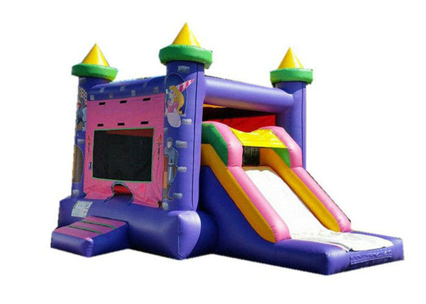 Purple Backyard Fun Inflatable Bouncer Combo Castle With Slide Digital Printing