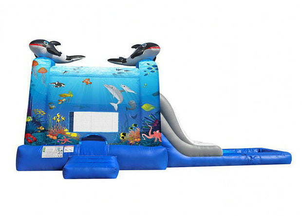 Funny Sea Theme Inflatable Bouncer Combo Kids Bouncy Castle Digital Inkjet Printing