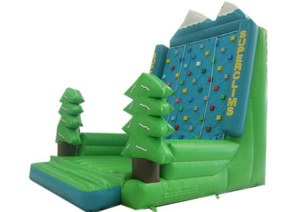 Green Tree Rock Climbing Wall Inflatable , Sports Games Bounce House With Climbing Wall