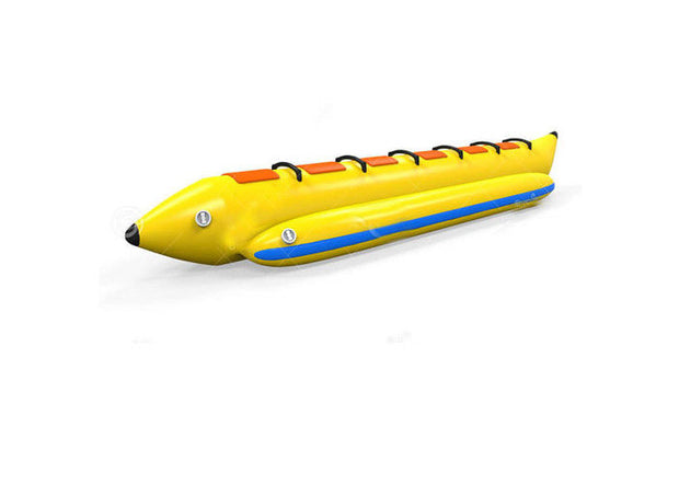 Water Park Inflatable Water Trampoline , Blow Up Banana Boat 0.9mm Plato PVC Tarpaulins