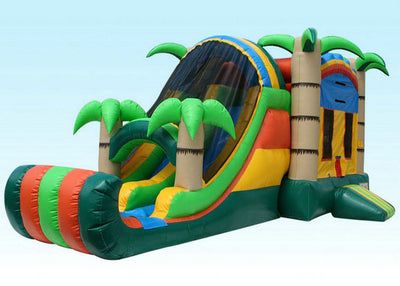 Gaint Inflatable Bouncer Combo , Tropical Inflatable Water Castle
