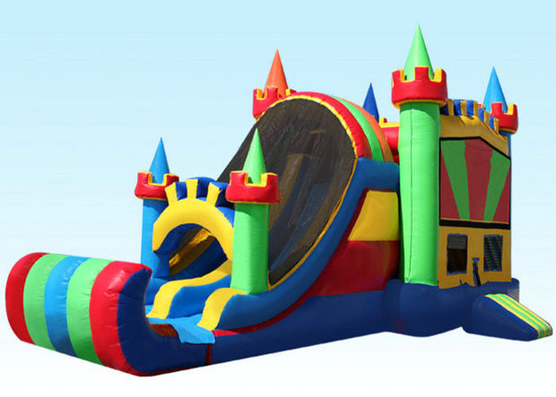 27Ft Colorful Inflatable Bouncer Combo Cold-resistant &amp; Fire-retardant