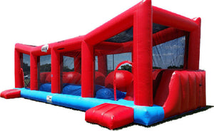 Funny 0.55 mm PVC Tarpualin Red Inflatable Wipeout Game With Logo Printing