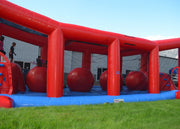 Funny 0.55 mm PVC Tarpualin Red Inflatable Wipeout Game With Logo Printing