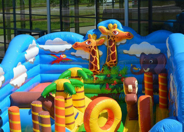 0.55mm PVC Taprulins Inflatable Fun City / Bounce House Indoor Playground