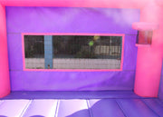 Purple And Pink Inflatable Bounce House / Blow Up Trampoline With Basketball Frame
