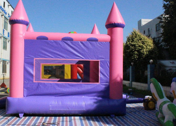 0.55mm PVC Pink And Purple Inflatable Jumping Castle Bounce House For Child