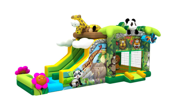 Animal World Theme 8.5x4x4.8m Inflatable Jump House With Slide
