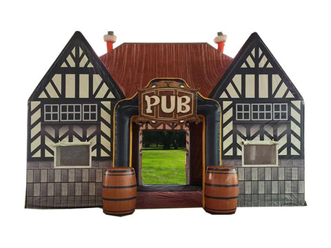 Inflatable Commercial Portable House Shaped Giant Inflatable Irish Bar Pub Tent Log Cabin Concession Stands Oxford Vip Lounge Room With Casks For Outdoor Party